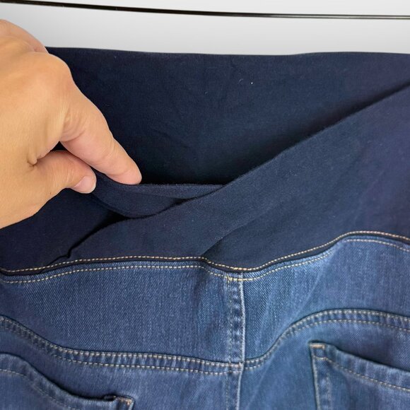 Paisley Sky Maternity Denim Shorts XL Full Panel Blue Stretch Bermuda High Rise - Picture 4 of 7